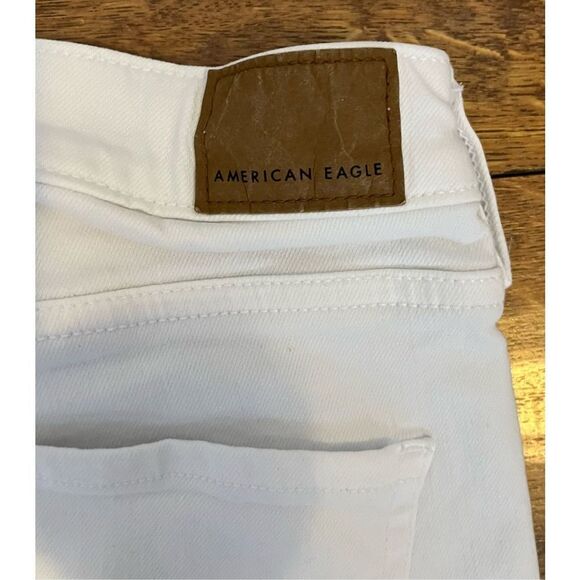 American Eagle Women's 14 Regular Stretch White Flared Leg Wide Jeans Slit - Picture 5 of 9